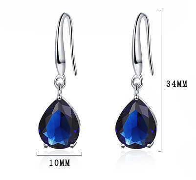 Title 1, Zircon Water Drop Earrings Womens Simple Royal...