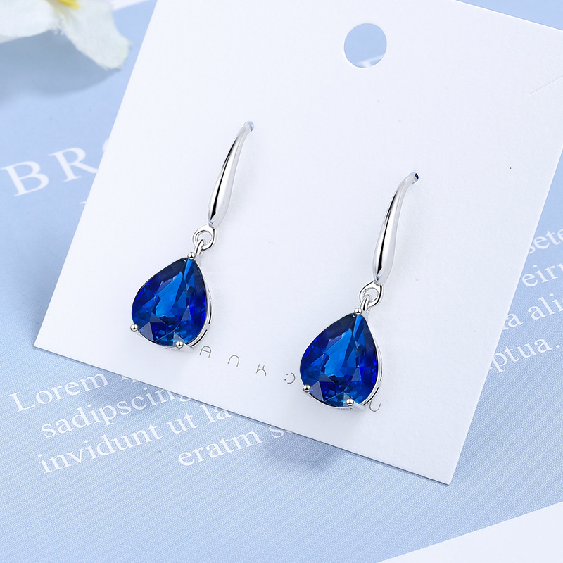 Title 3, Boucles doreilles goutte deau en zircon bleu ...