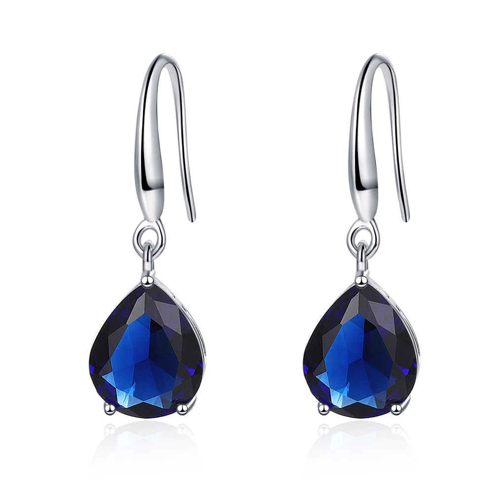 Title 7, Zircon Water Drop Earrings Womens Simple Royal...