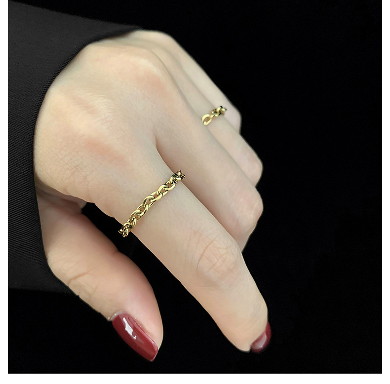 Christmas Gift Gold Soft Chain Titanium Steel Ring Female
