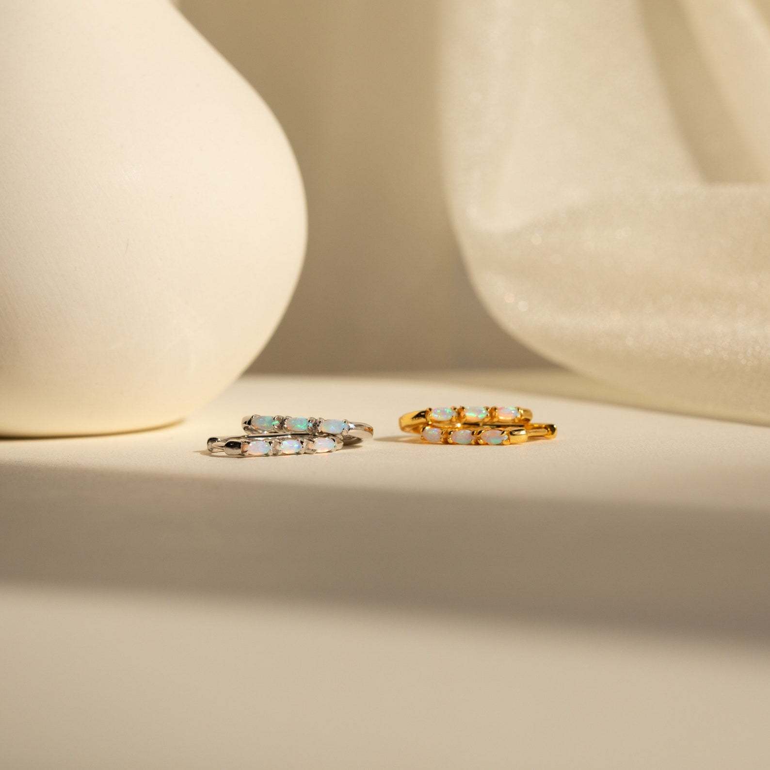 Retro And Hipster Style Natural Opal Petite Earrings