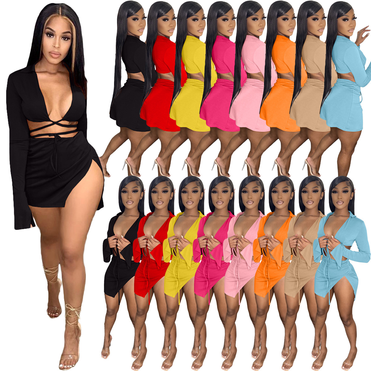 Women's Spring And Summer Lace-up Long-sleeved Swimsuit Suit - Image 11