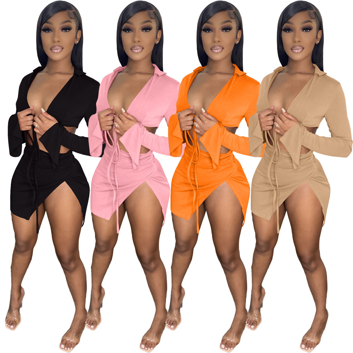 Women's Spring And Summer Lace-up Long-sleeved Swimsuit Suit - Image 10