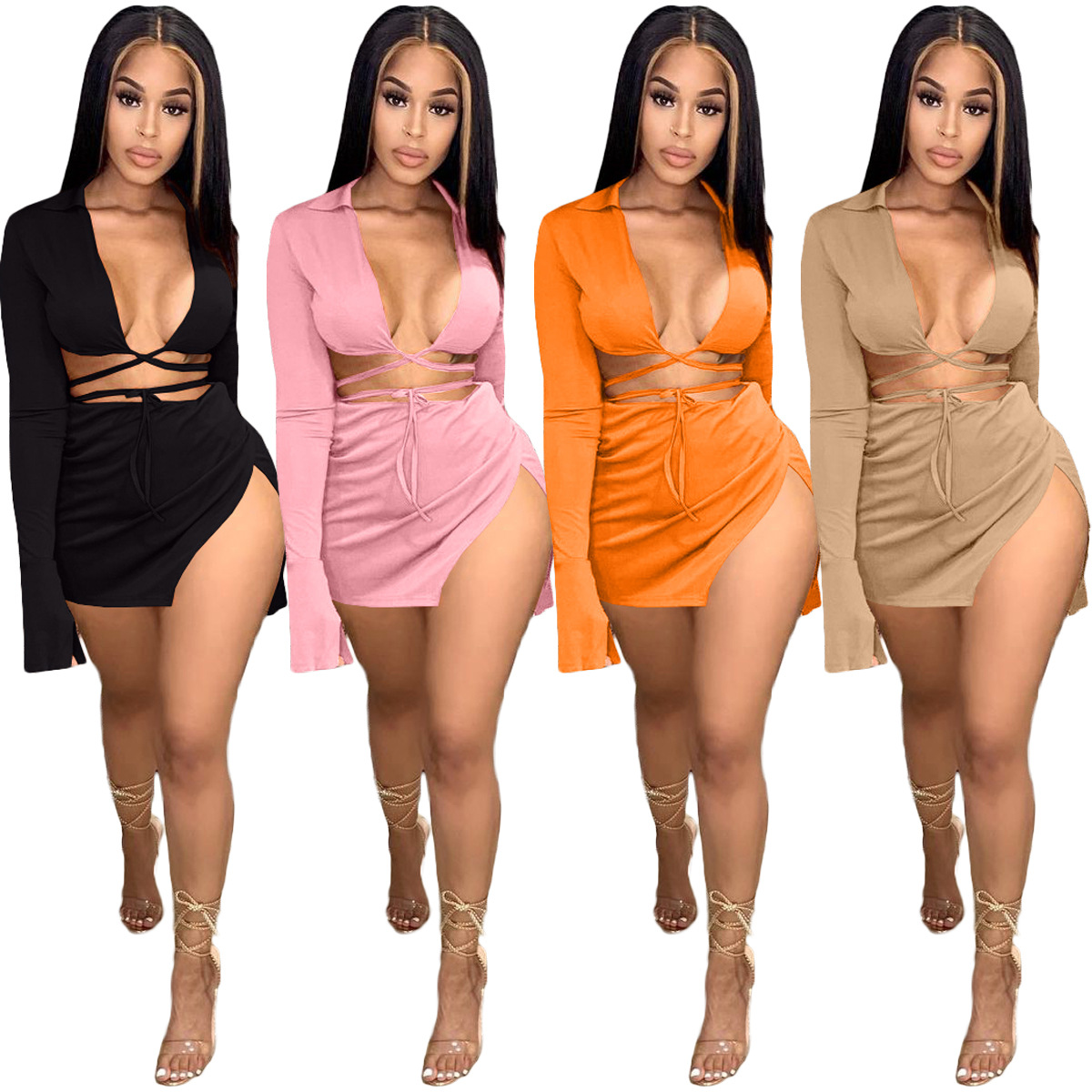 Women's Spring And Summer Lace-up Long-sleeved Swimsuit Suit - Image 15