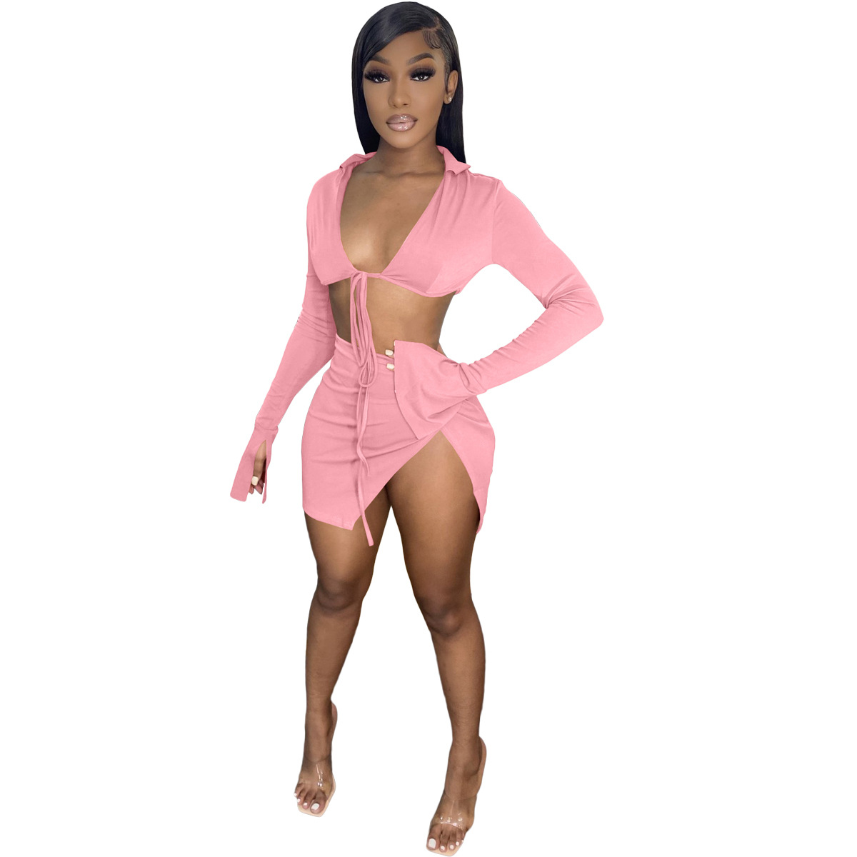 Women's Spring And Summer Lace-up Long-sleeved Swimsuit Suit - Image 13