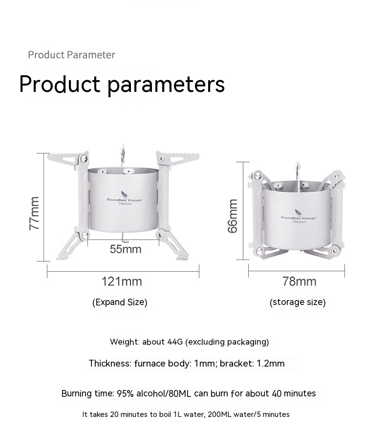 Title 1, Pure Titanium Outdoor Folding Alcohol Stove