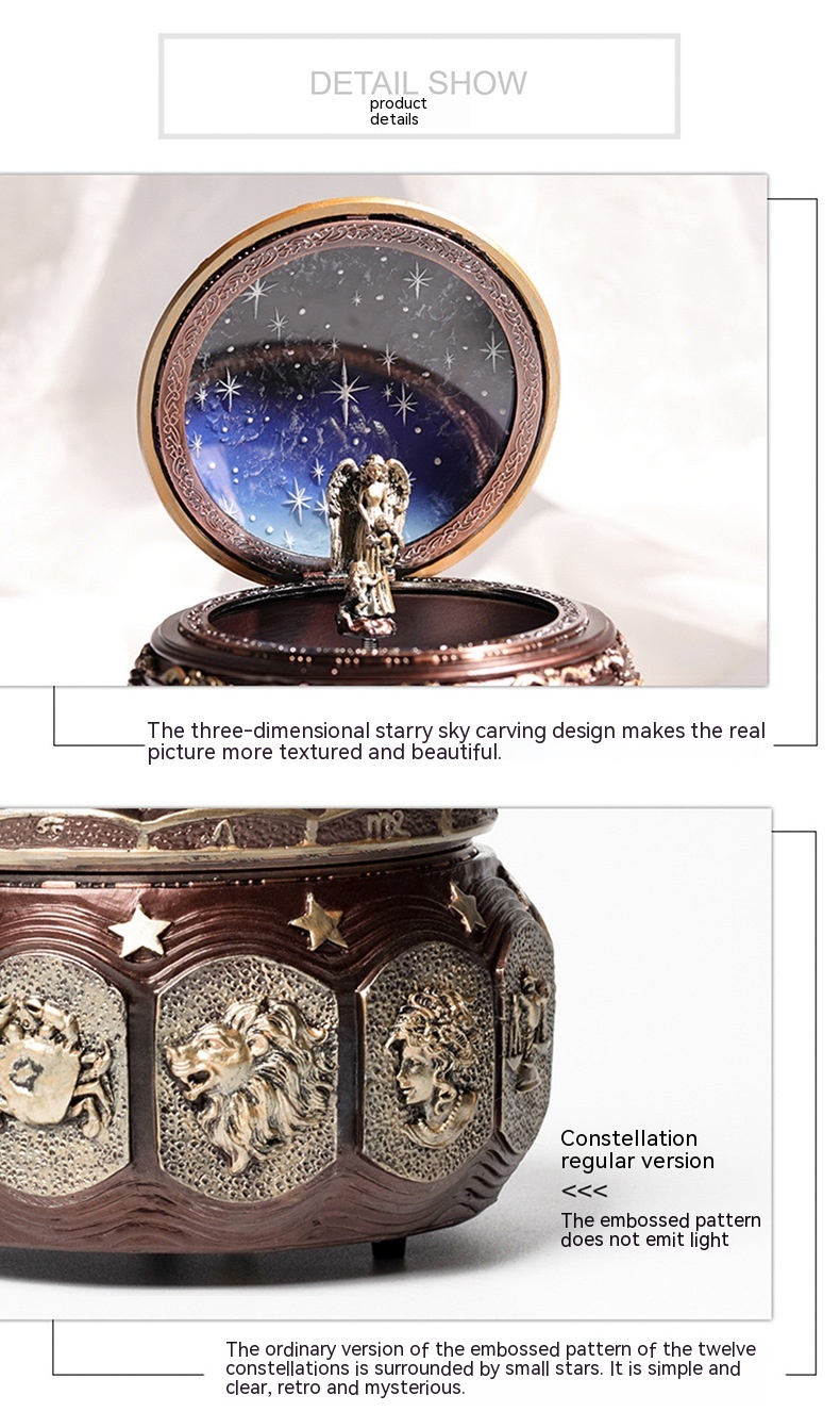 Title 6, Retro Rotating Luminous Constellation Music Box...