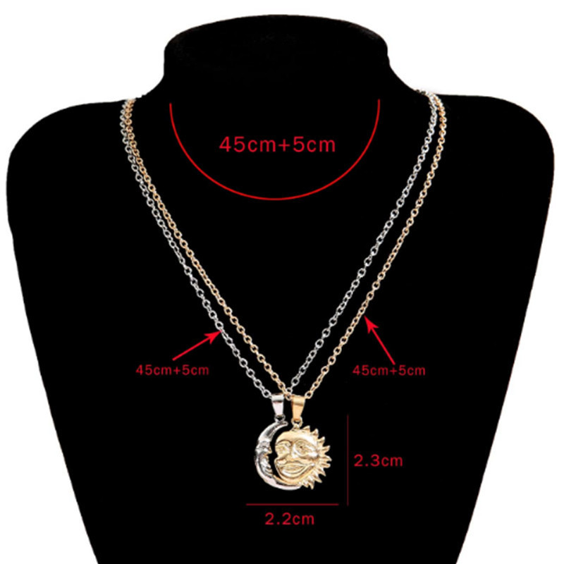 Title 1, Sun MoonFace Stitching Pendant Necklace Suit