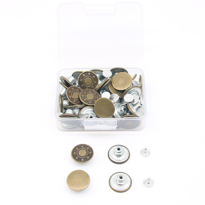 40 Sets Of 17MM Metal Buttons Boxed