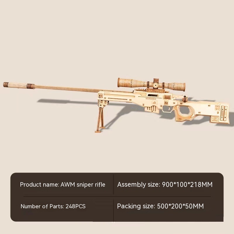 Youer New Wooden DIY Assembly Model AMW Anti-strike Rifle Assembly Toy Jigsaw Puzzle