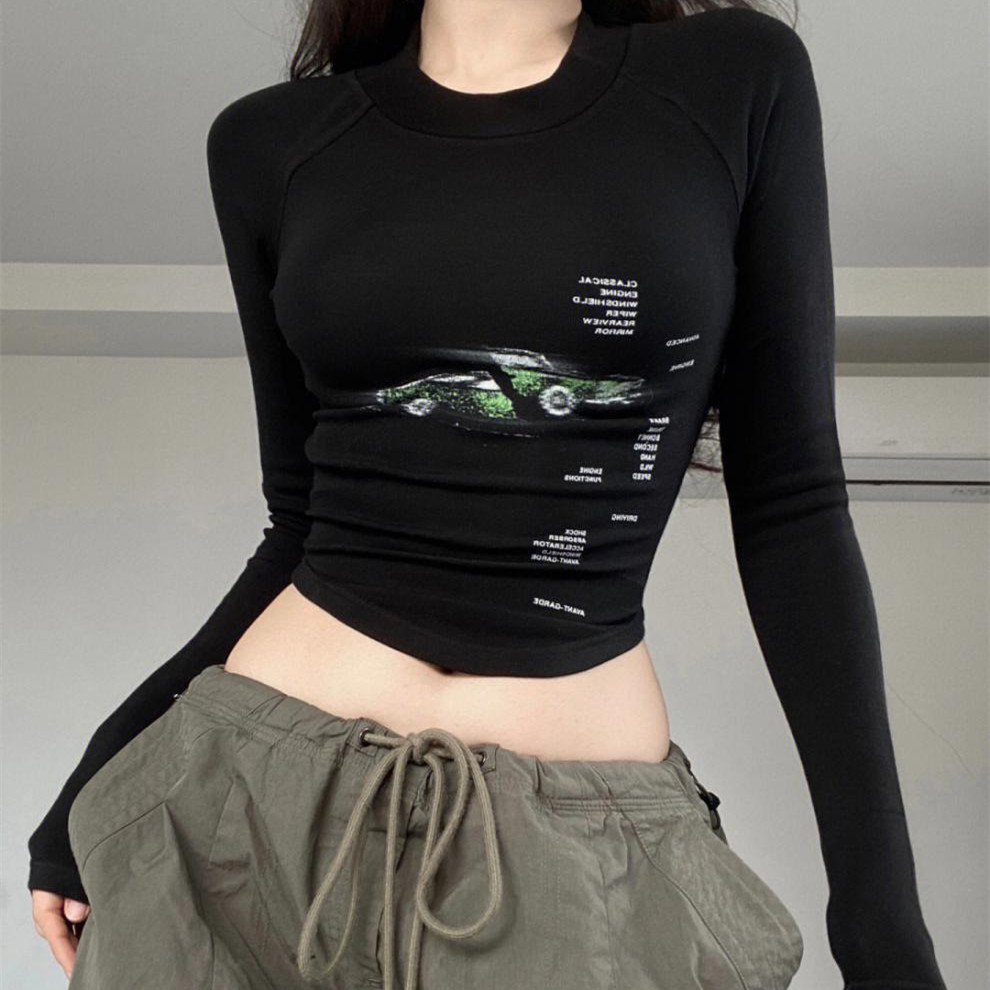 American Retro Long-sleeved Top Women's T-shirt Bottoming Shirt