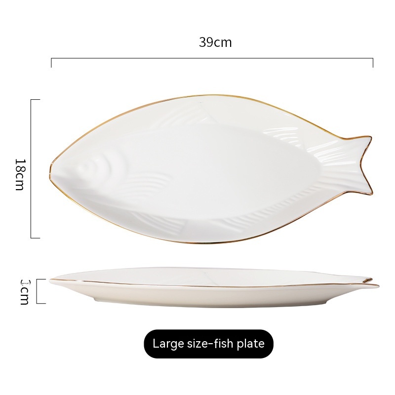 Title 9, Gilt Edging Porcelain Fish Dish Fish-shaped Din...