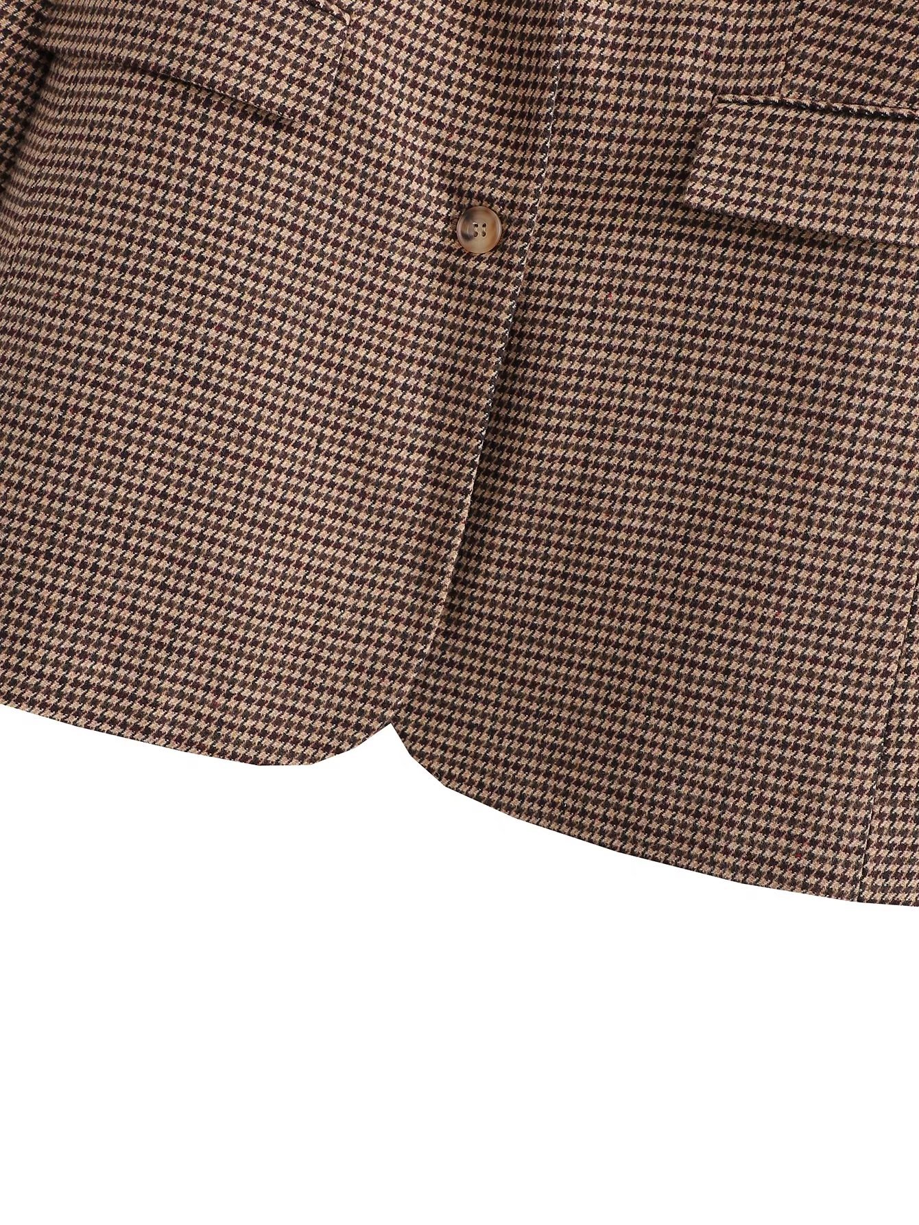 Houndstooth Suit Jacket Leather Ring Decorative Culottes Suit