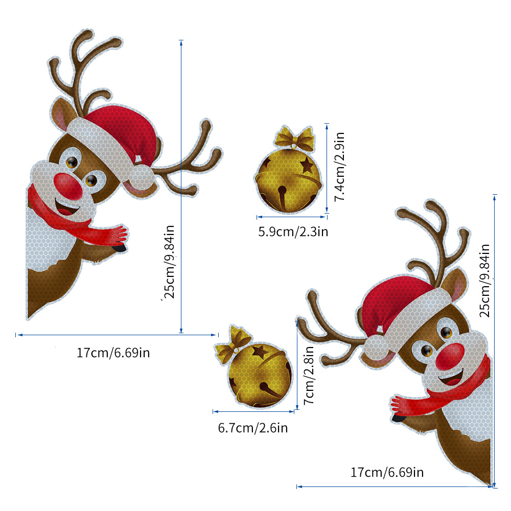 Title 1, Christmas Elk Bell Reflective Magnetic Car Stic...