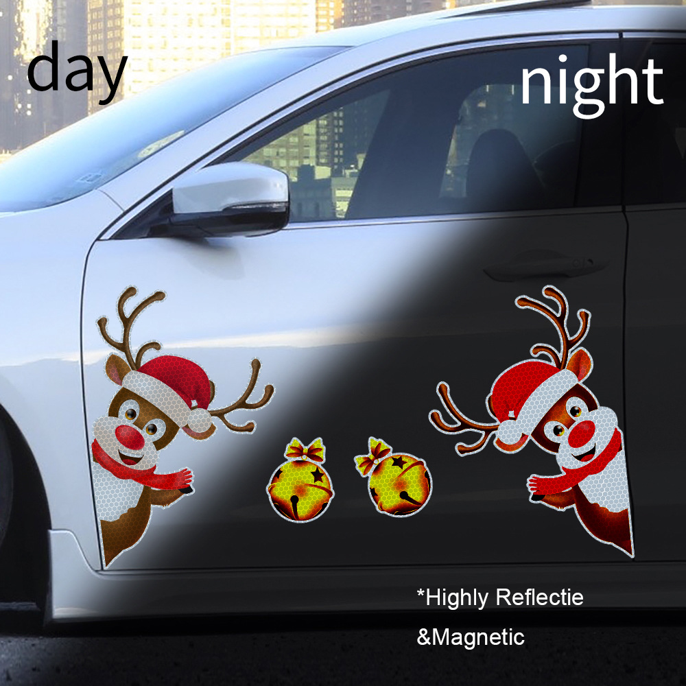 Title 2, Christmas Elk Bell Reflective Magnetic Car Stic...