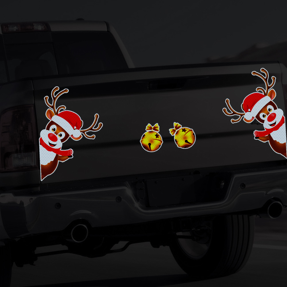 Title 4, Christmas Elk Bell Reflective Magnetic Car Stic...