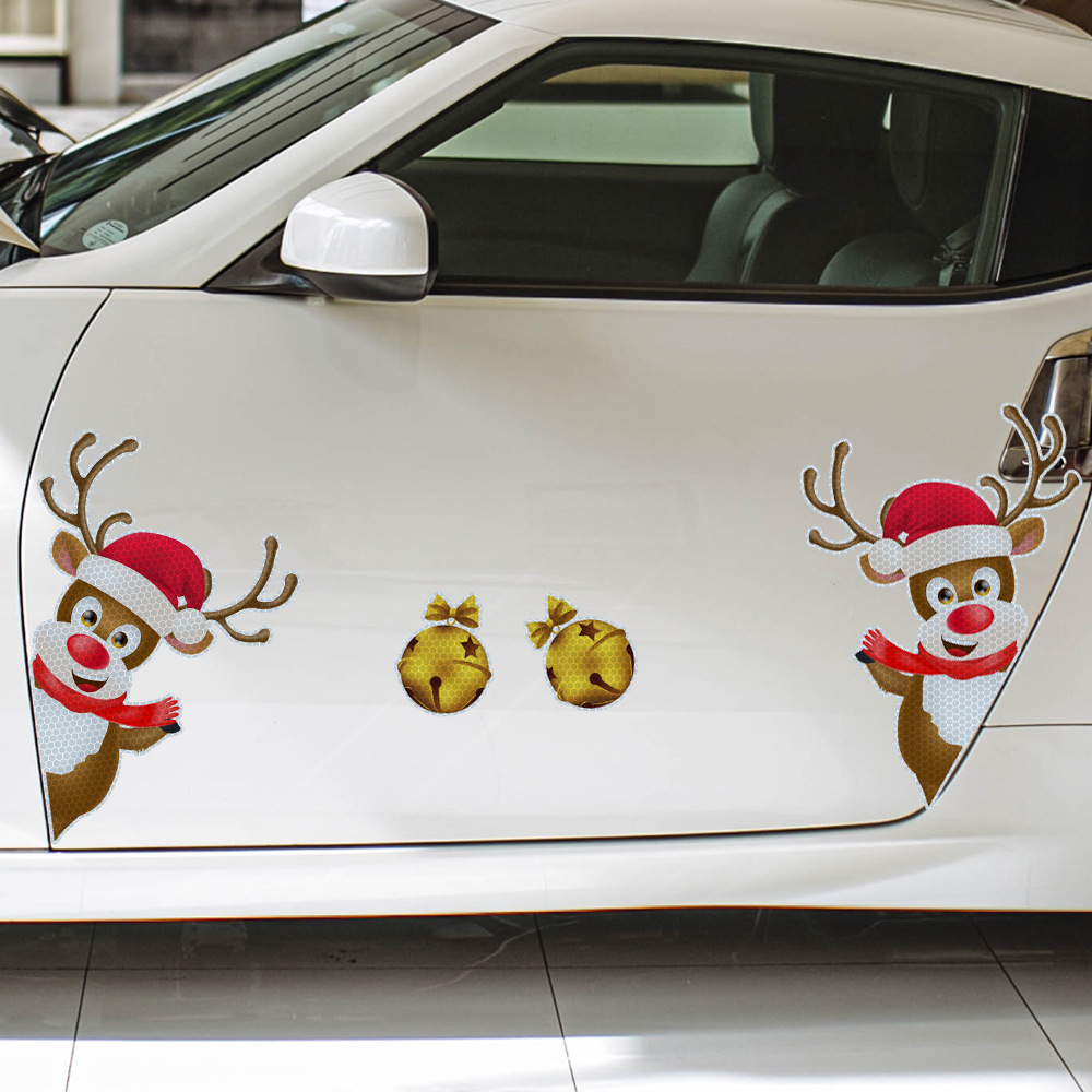 Title 6, Christmas Elk Bell Reflective Magnetic Car Stic...