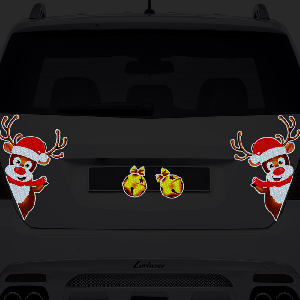 Title 8, Christmas Elk Bell Reflective Magnetic Car Stic...