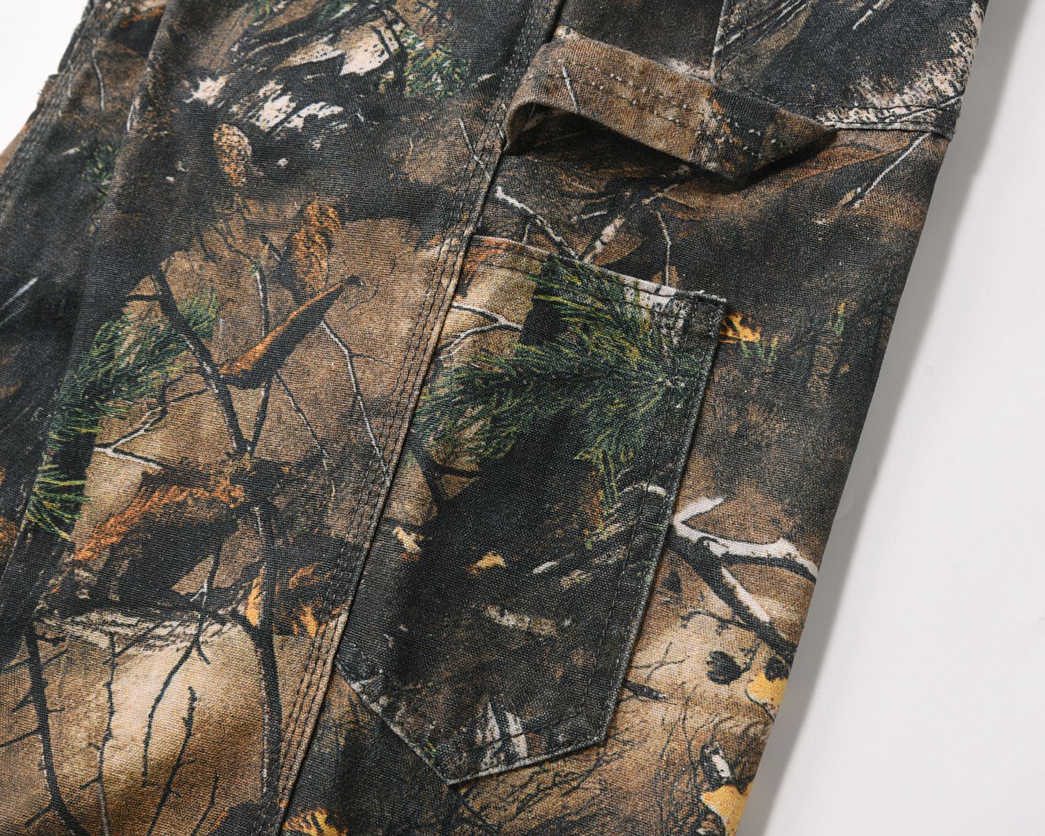 American Retro Safari Jacket Dead Leaf Camouflage Distressed Street Tactics Full Printed Branch Pants