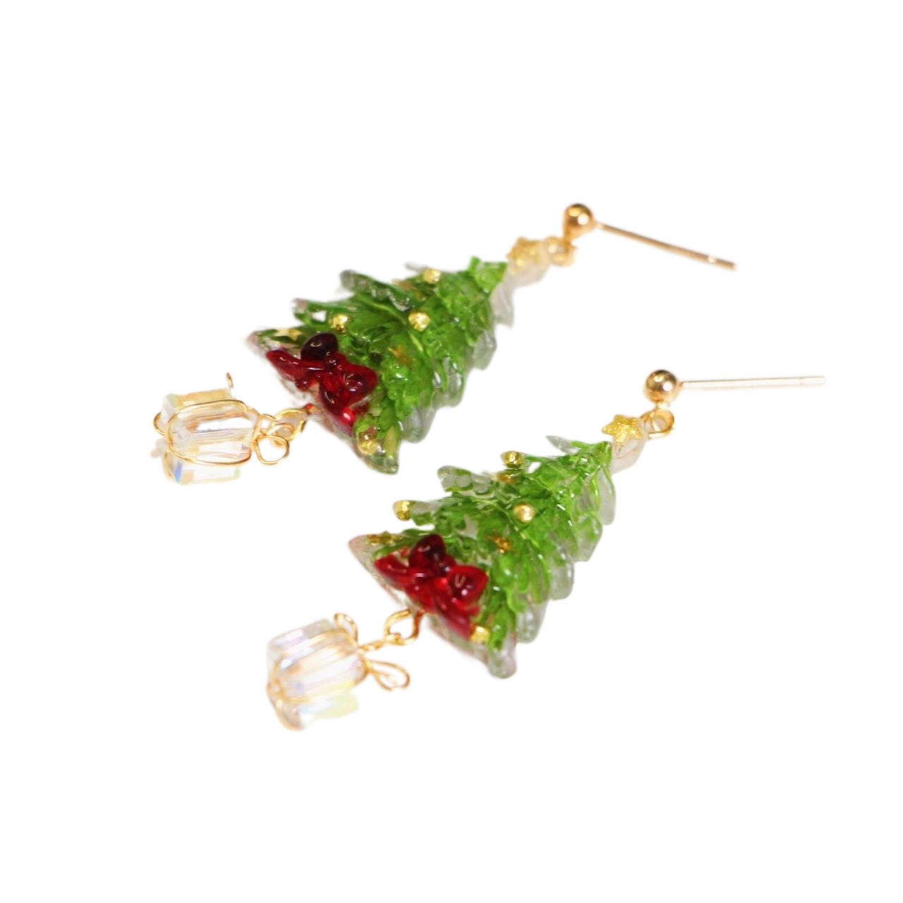 Title 3, Christmas Tree Crystal Gift Pendant Earrings. S...