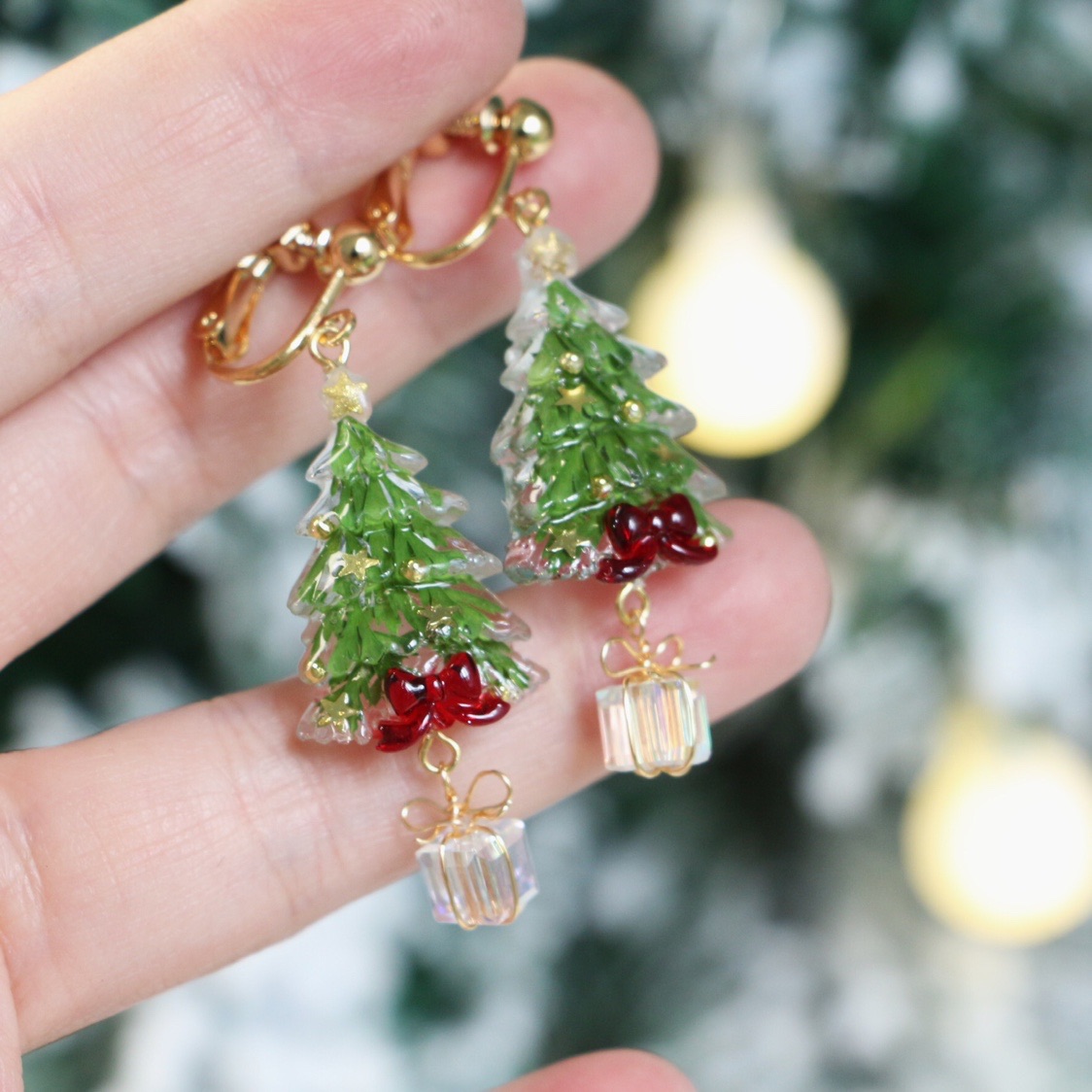 Title 4, Christmas Tree Crystal Gift Pendant Earrings. S...