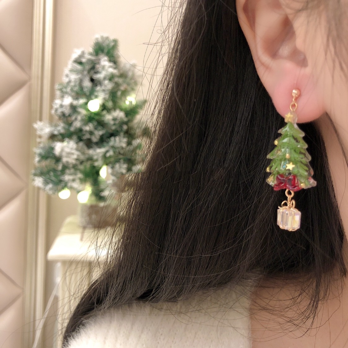 Title 7, Christmas Tree Crystal Gift Pendant Earrings. S...