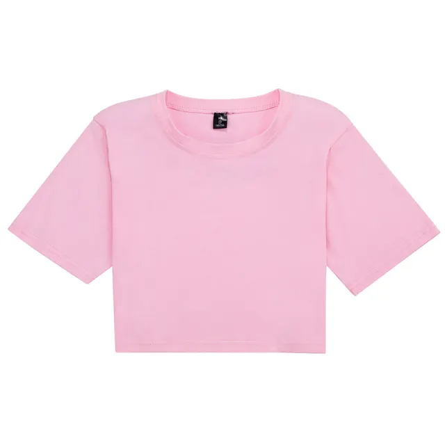 Solid Color Revealing T shirt Female Dance Practice Dance Culture Pink - Shop at LoveMi