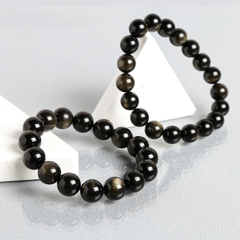 Gold Obsidian Simple Men's Bracelet