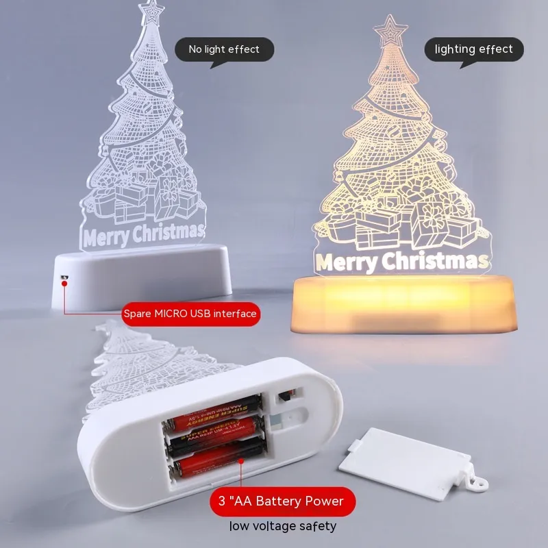 Christmas LED Lamp made from acrylic with a Chinese-style design, featuring high-quality LED light source and low power consumption, perfect as a gift or decoration.