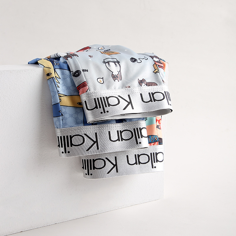 Men's Ice Silk Printed Loose And Cute Cartoon Underwear