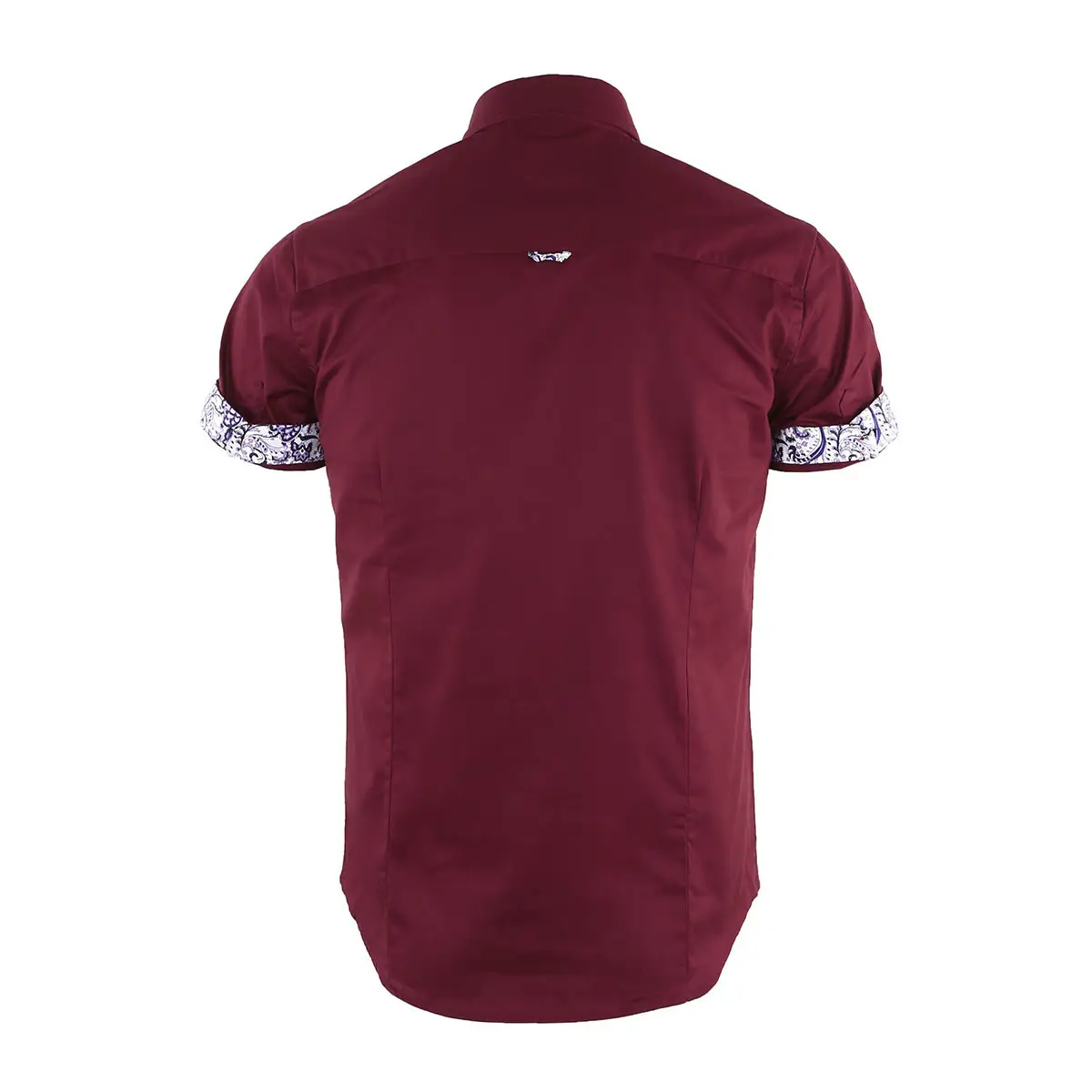 Men's Printed Stitching Solid Color Short Sleeve Shirt