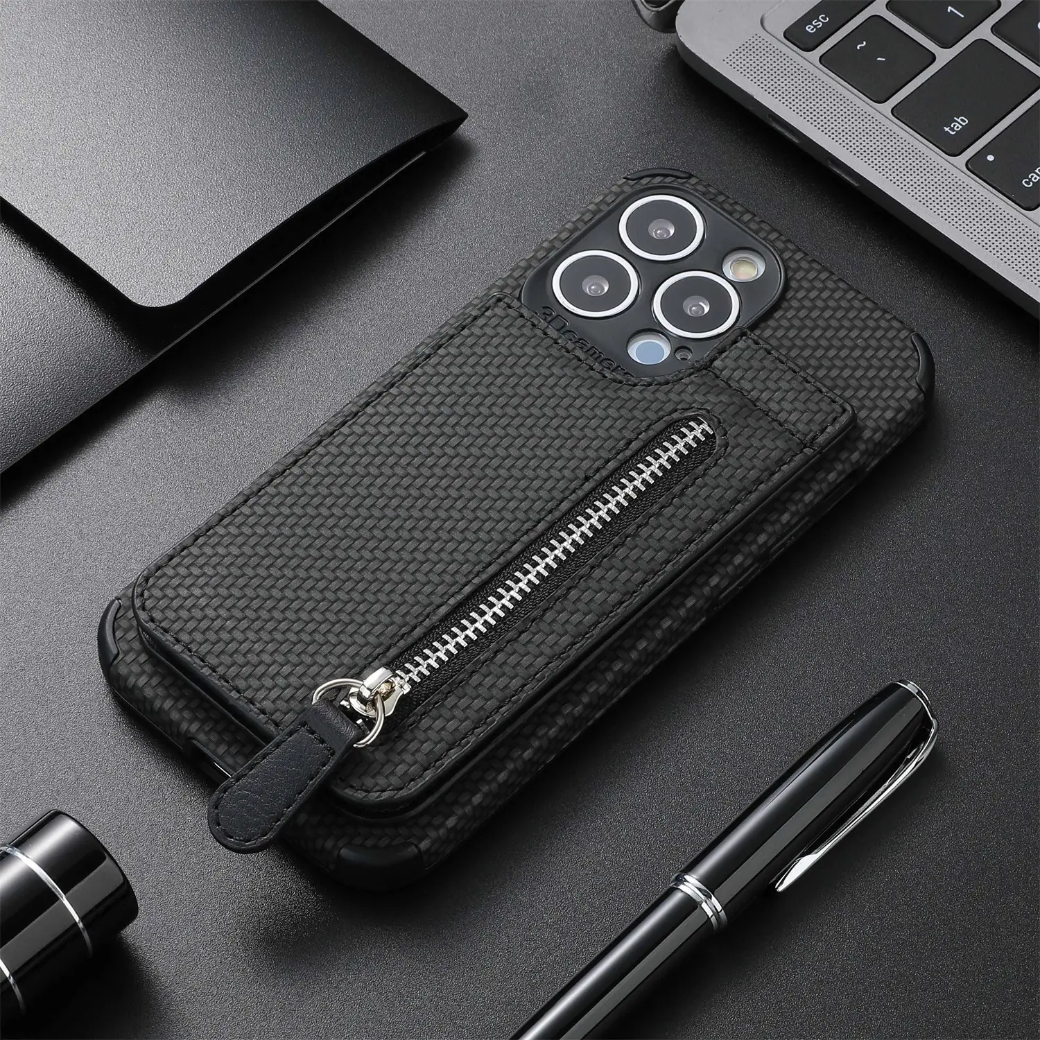 Card Holder Phone Case Wallet Bracket Zipper Protective Sleeve