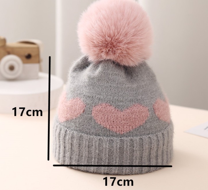 Baby Hat Double-layer Thickened Jacquard Heart — foto 2