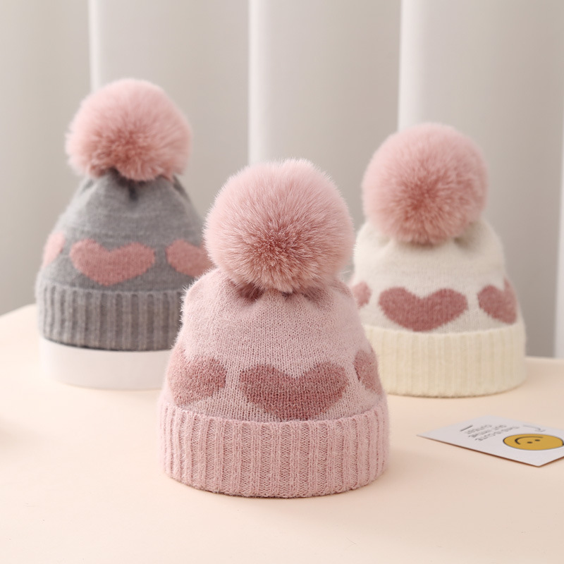 Baby Hat Double-layer Thickened Jacquard Heart — foto 4