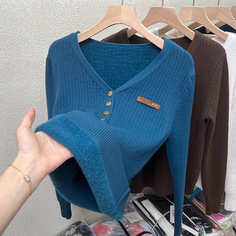 Women's Solid Color Knitted Bottoming Sweater