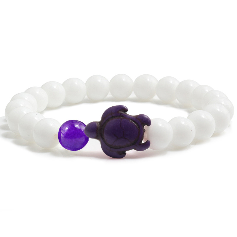 White Porcelain Stone Turtle Bracelet Loose Beads Elastic String Yoga Bracelet Pearl Hand Strap Elastic In Stock