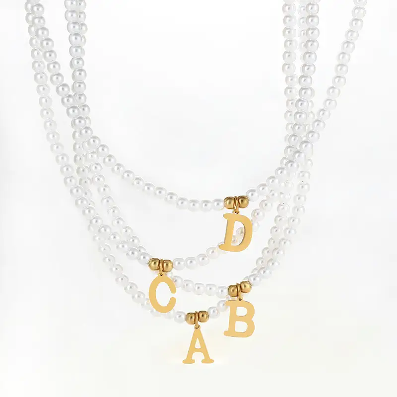 Niche High-grade Titanium Steel Pendant Personality 26 Letter Pearl Necklace For Women