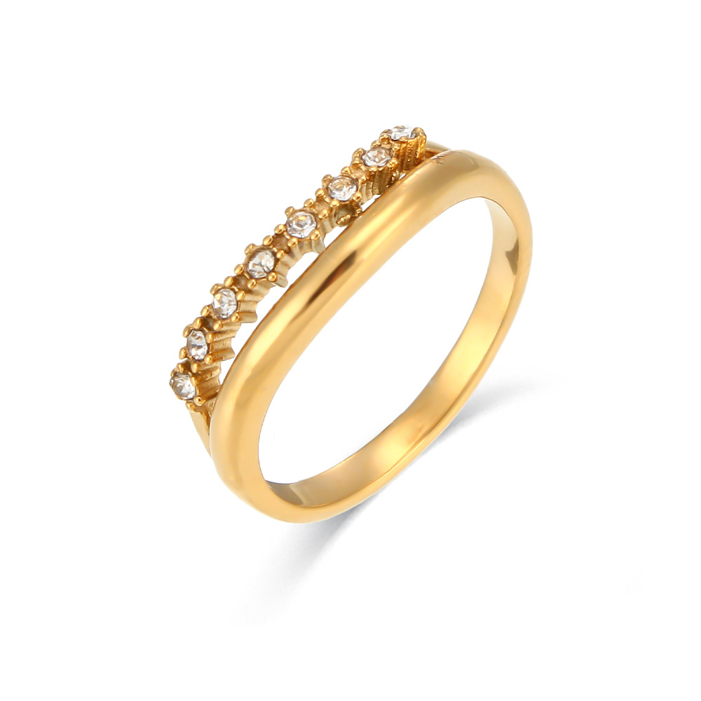 Ring Ornament Stainless Steel Zircon Metal Thin Ring