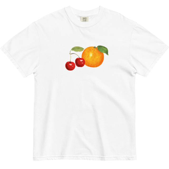 European And American Cherry Orange Digital Printing Casual Round Neck T-shirt