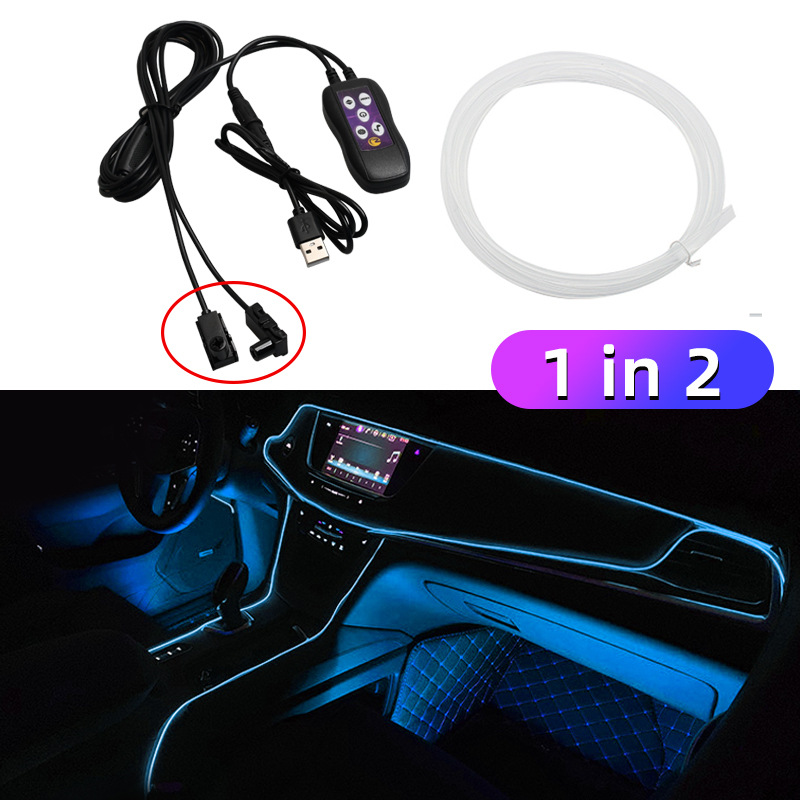 Car Led Atmosphere Lamp Usb Colorful Color Changing Center Console Instrument Panel Decorative Lamp Neon Light 16
