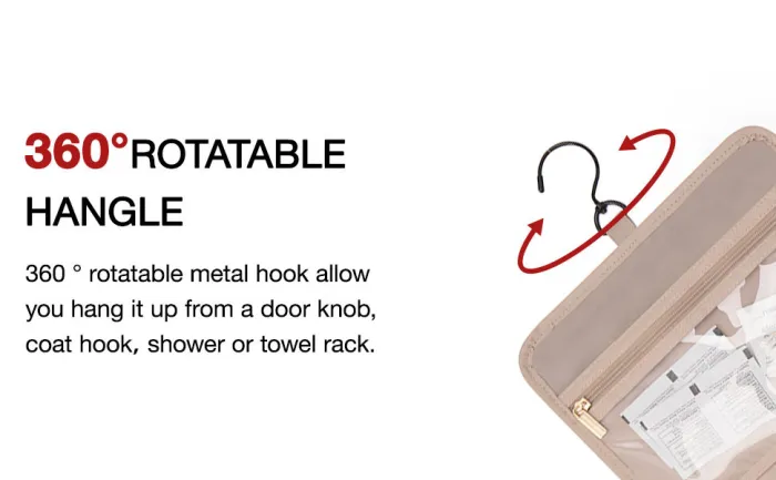Hanging Toiletry Bag with Metal Hook, Large Water-Resistant Travel Organizer for Men and Women - detail photo 2