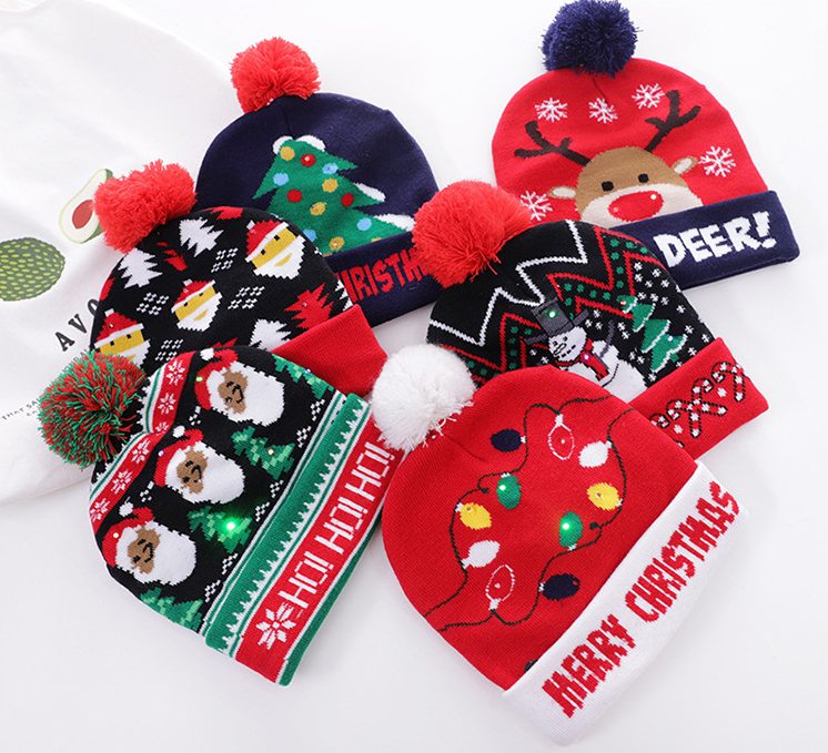 Title 2, Christmas knitted hat with printed woolen hat