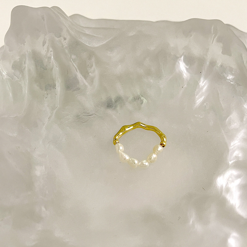 Adjustable Size Elastic String Freshwater Pearl Ring