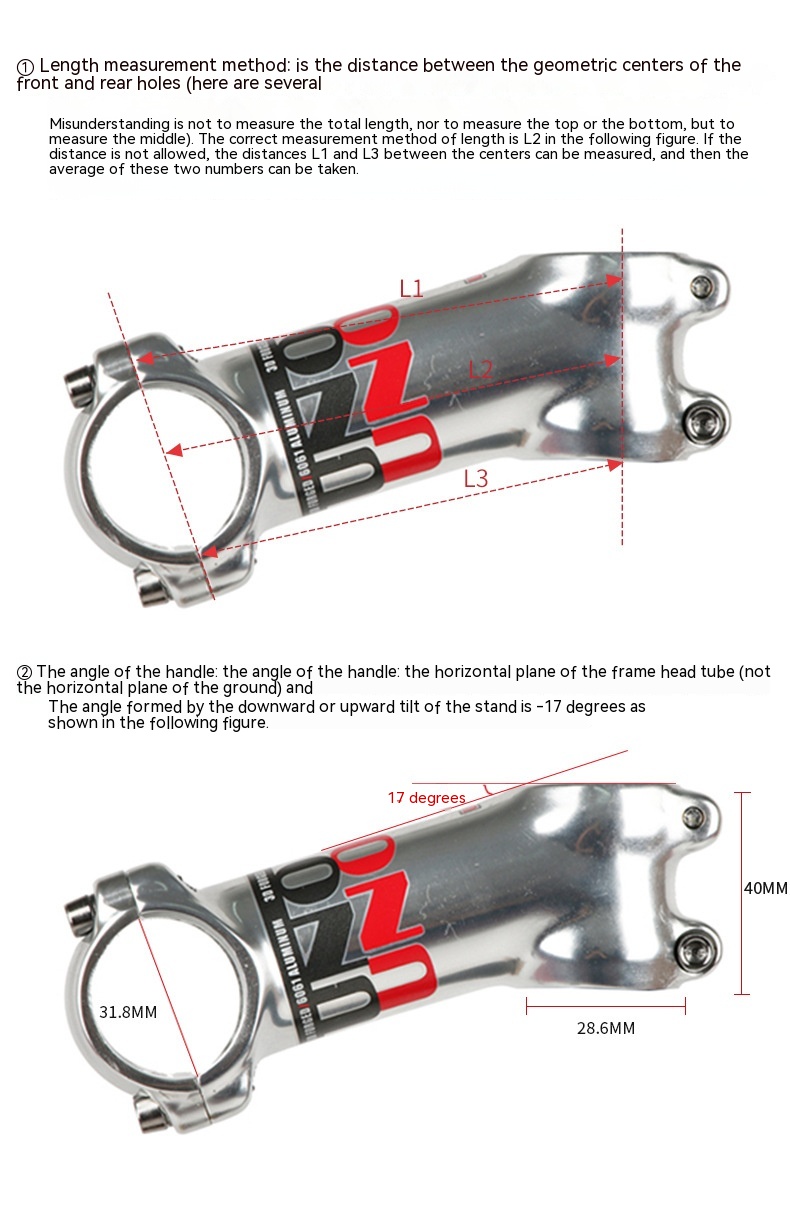 Silver 7 Degrees Lengthened Mountain Highway Bicycle Stem - Image 11