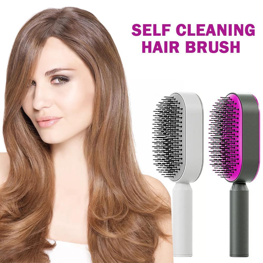 Women Fashion 3D Hair Growth Comb Hairbrush Self-Cleaning Hair Brush MediaQuery Self Cleaning Hair Brush For Women Massage Scalp Promote Blood Circulation Anti Hair Loss