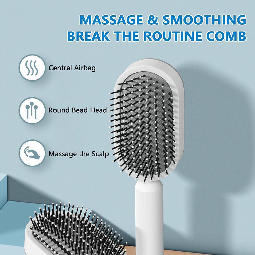 Women Fashion 3D Hair Growth Comb Hairbrush Self-Cleaning Hair Brush MediaQuery Self Cleaning Hair Brush For Women Massage Scalp Promote Blood Circulation Anti Hair Loss