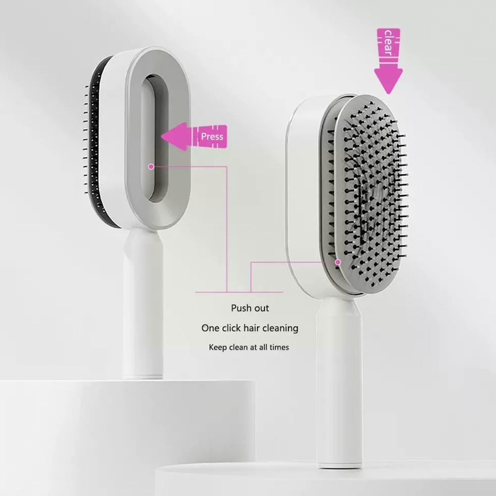 Women Fashion 3D Hair Growth Comb Hairbrush Self-Cleaning Hair Brush MediaQuery Self Cleaning Hair Brush For Women Massage Scalp Promote Blood Circulation Anti Hair Loss