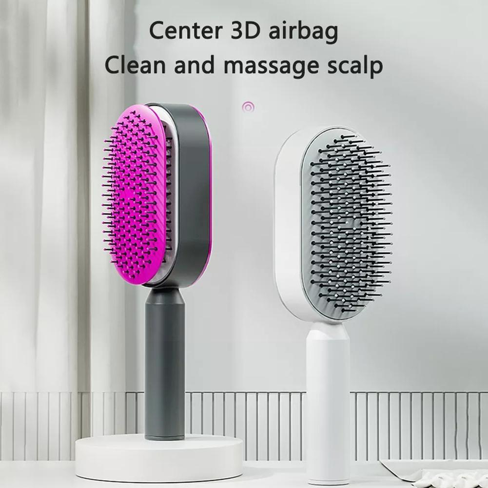 Women Fashion 3D Hair Growth Comb Hairbrush Self-Cleaning Hair Brush MediaQuery Self Cleaning Hair Brush For Women Massage Scalp Promote Blood Circulation Anti Hair Loss