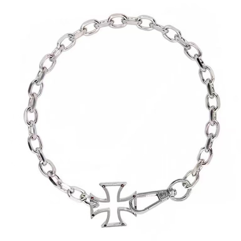 Title 2, Hollow Metal Cross Necklace Short