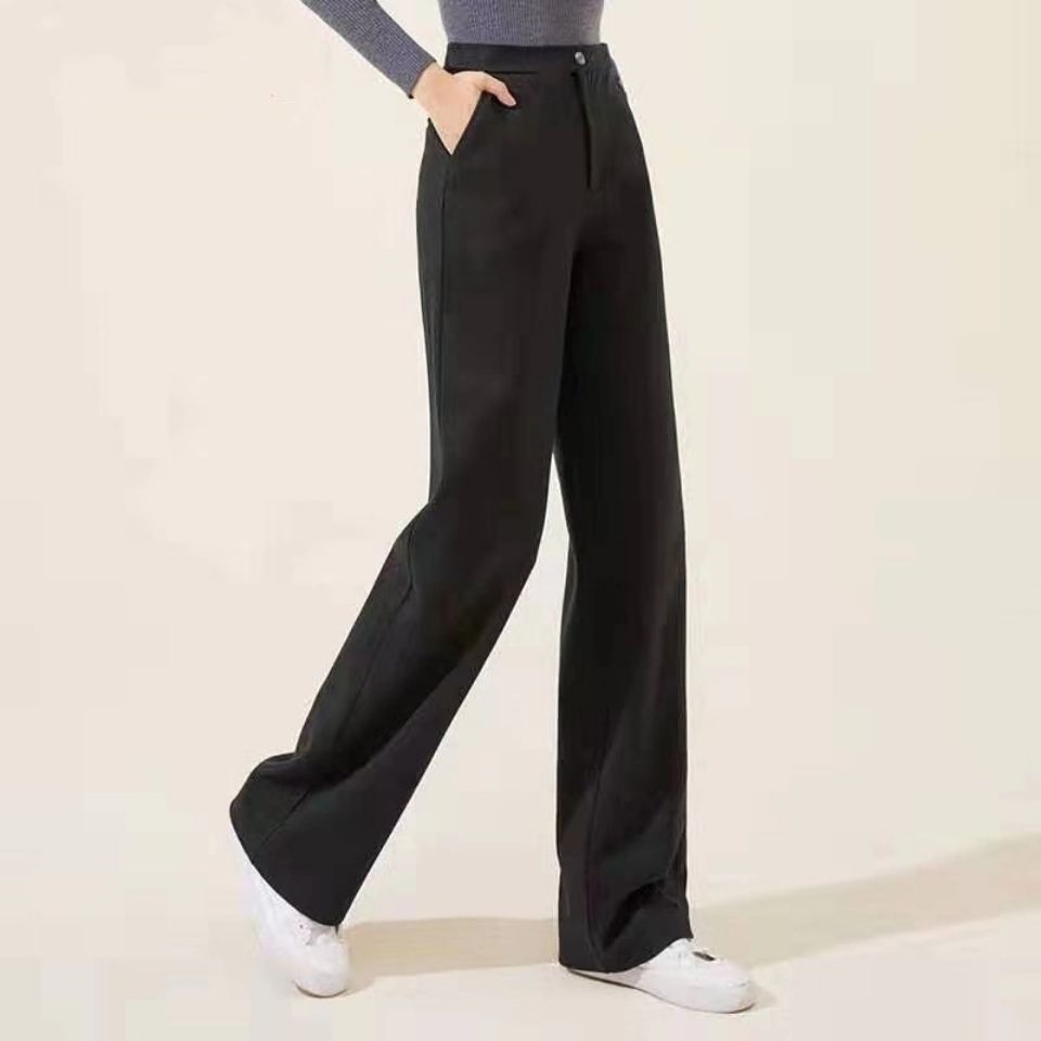 Title 3, Herringbone Pattern Woolen Wide-leg Pants Femal...